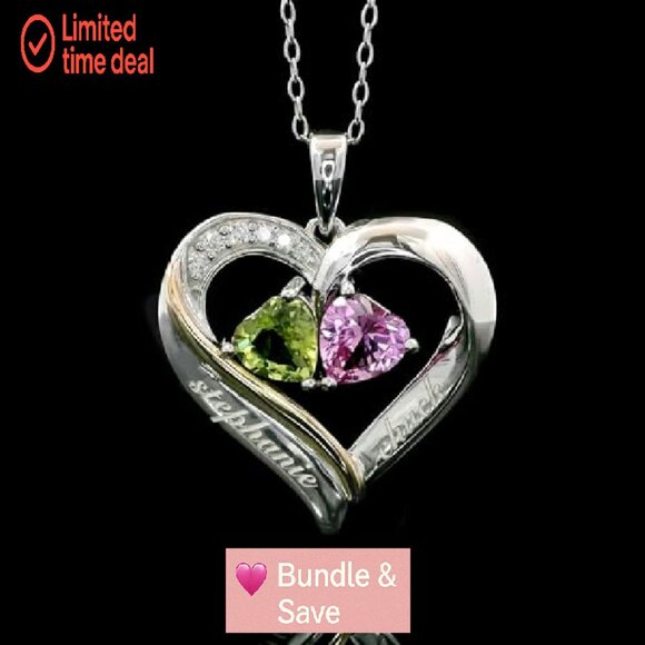 Sterling Silver 10K Gold Engraved Heart Pendant Necklace Personalized Gift - Picture 6 of 8